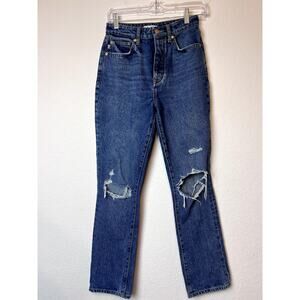 Lovers + Friends Reece High Rise Rigid Slim Straight Jeans Size 24